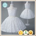 Clássico de alta classe lace flor branca meninas novos modelos 150 cm grânulos cintura vestido de jantar casaco para jovem senhora meninas roupas de bebê